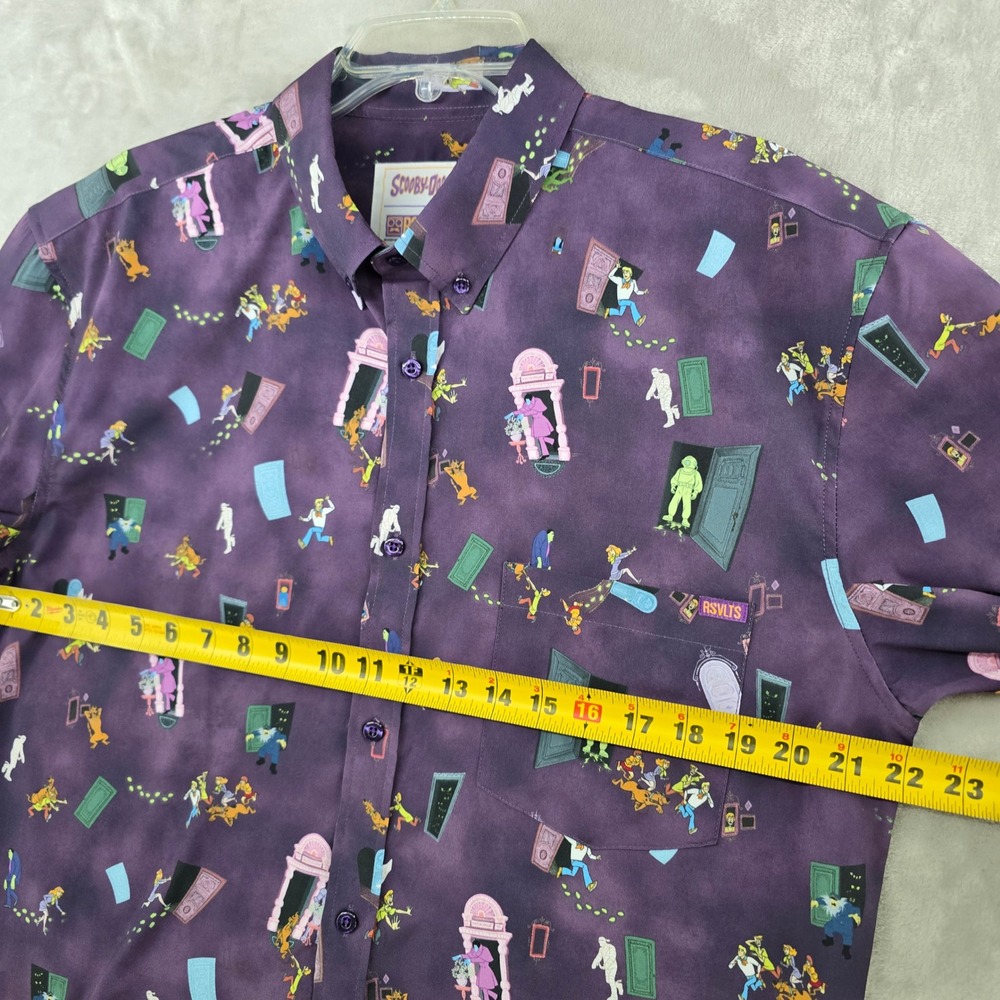 RSVLTS Scooby Doo RUH ROH Shirt Mens Large Purple KUNUFLEX Button Down - Picture 5 of 9